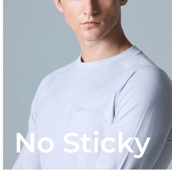 Cozy zero . Men's Light Gray Crew Neck Shirt - Picture 4 of 13